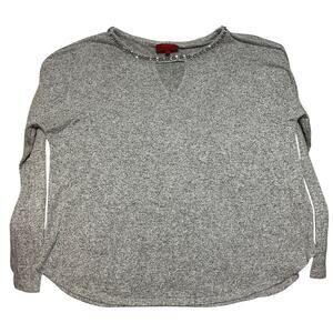 Jennifer Lopez Women Sweater size XL Gray Long Sleeve Crew Neck Rhinestones